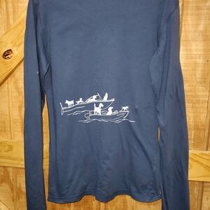 Barkology Youth Shirt Size Medium Blue Yacht Sailboat Graphic Print Long Sleeve